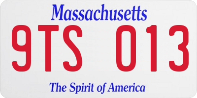 MA license plate 9TS013