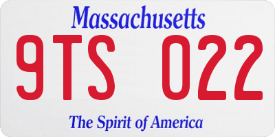 MA license plate 9TS022
