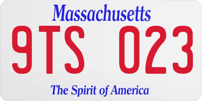 MA license plate 9TS023