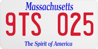 MA license plate 9TS025