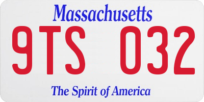 MA license plate 9TS032