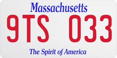 MA license plate 9TS033