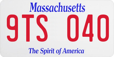 MA license plate 9TS040