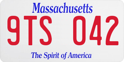 MA license plate 9TS042