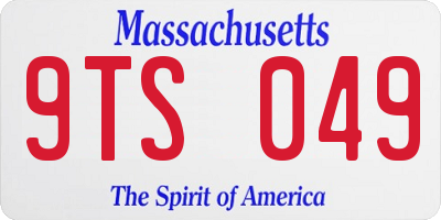 MA license plate 9TS049