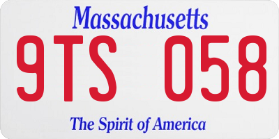 MA license plate 9TS058