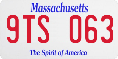 MA license plate 9TS063