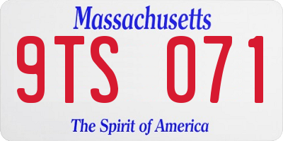 MA license plate 9TS071