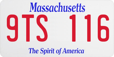 MA license plate 9TS116