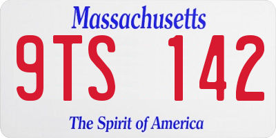 MA license plate 9TS142