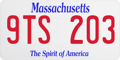 MA license plate 9TS203
