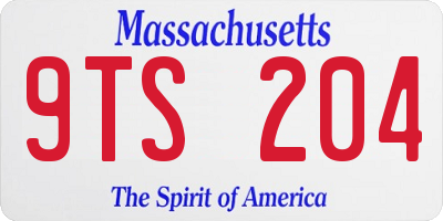 MA license plate 9TS204