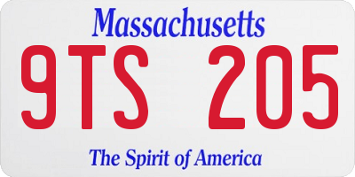 MA license plate 9TS205