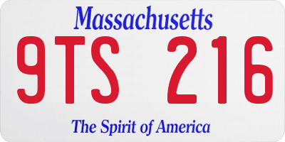 MA license plate 9TS216