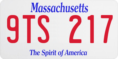 MA license plate 9TS217