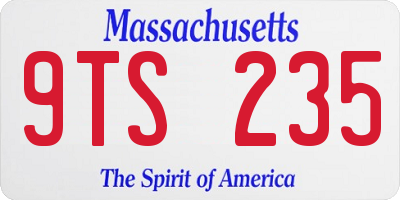 MA license plate 9TS235