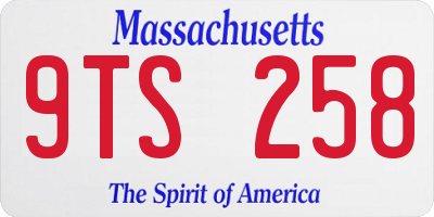 MA license plate 9TS258