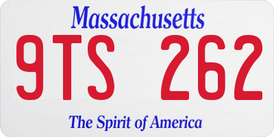MA license plate 9TS262