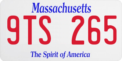 MA license plate 9TS265