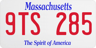 MA license plate 9TS285