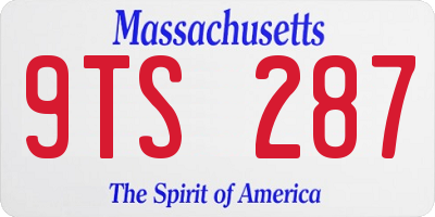 MA license plate 9TS287