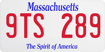 MA license plate 9TS289