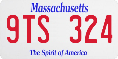 MA license plate 9TS324