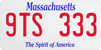 MA license plate 9TS333