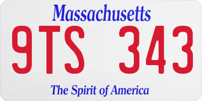 MA license plate 9TS343