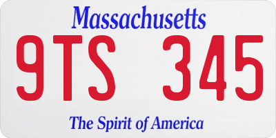 MA license plate 9TS345