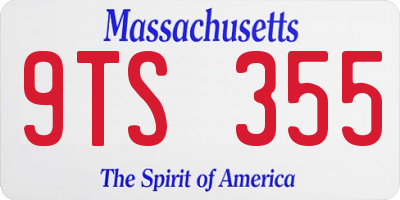 MA license plate 9TS355
