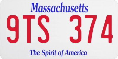 MA license plate 9TS374