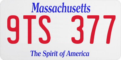 MA license plate 9TS377