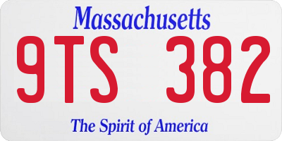 MA license plate 9TS382