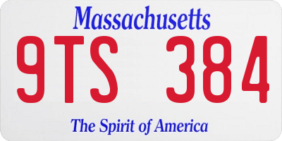 MA license plate 9TS384