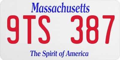 MA license plate 9TS387