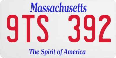 MA license plate 9TS392