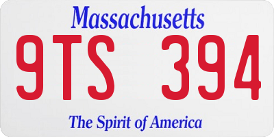 MA license plate 9TS394