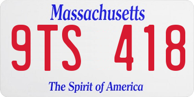 MA license plate 9TS418