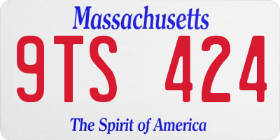 MA license plate 9TS424
