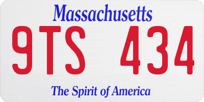 MA license plate 9TS434