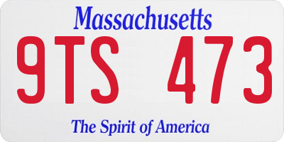 MA license plate 9TS473