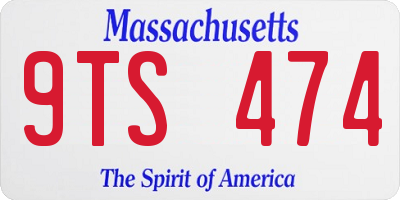 MA license plate 9TS474