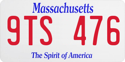 MA license plate 9TS476