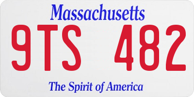 MA license plate 9TS482
