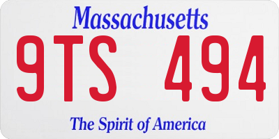 MA license plate 9TS494