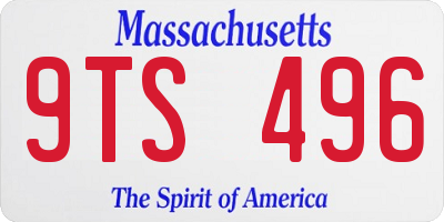 MA license plate 9TS496