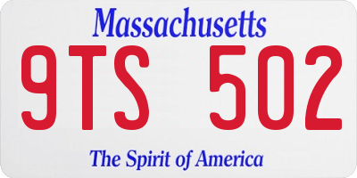 MA license plate 9TS502