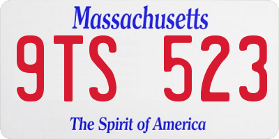 MA license plate 9TS523
