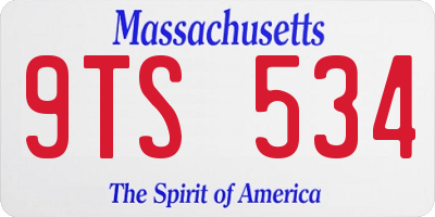 MA license plate 9TS534